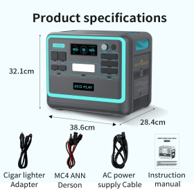 Portable Power Station;  2048Wh LiFePO4 Battery Backup;  1.8H Fast Charging;  2400W AC Outlets(4800W Peak);  25A RV Output;  Solar Generator for